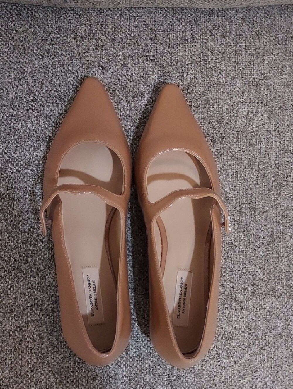 ANTONIO MELANI Tan Pointed Toe Mary Jane Flats - Picture 3 of 7